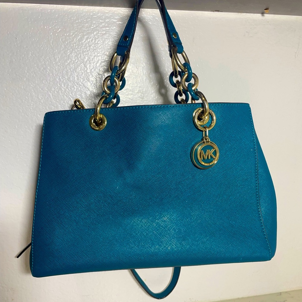Michael Kors Leather Crossbody Bag - Teal/Blue/Turquoise